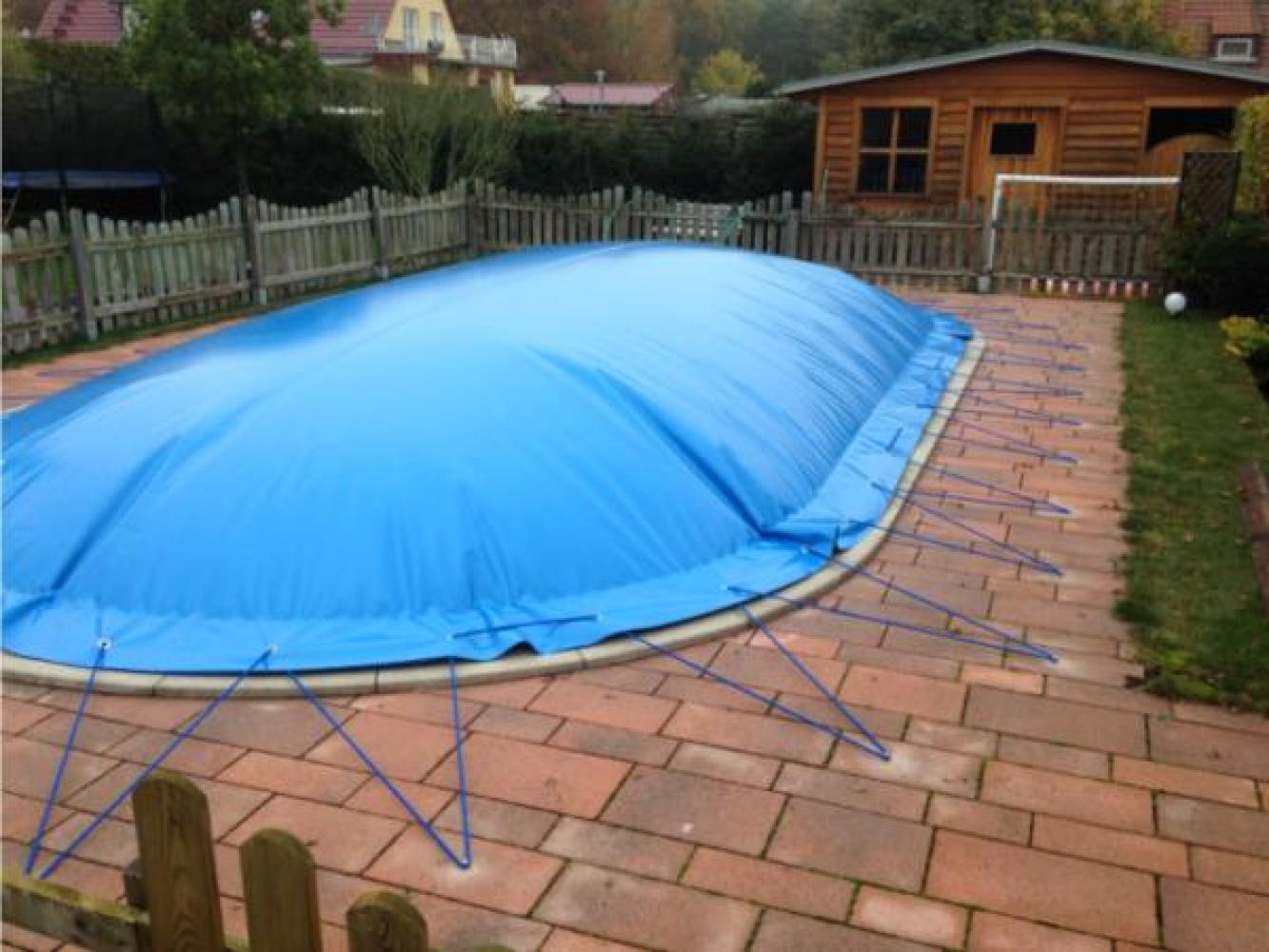 aufblasbare Winterplane für ovale Pools 8,20 x 4,20 cm Blau Bild 1