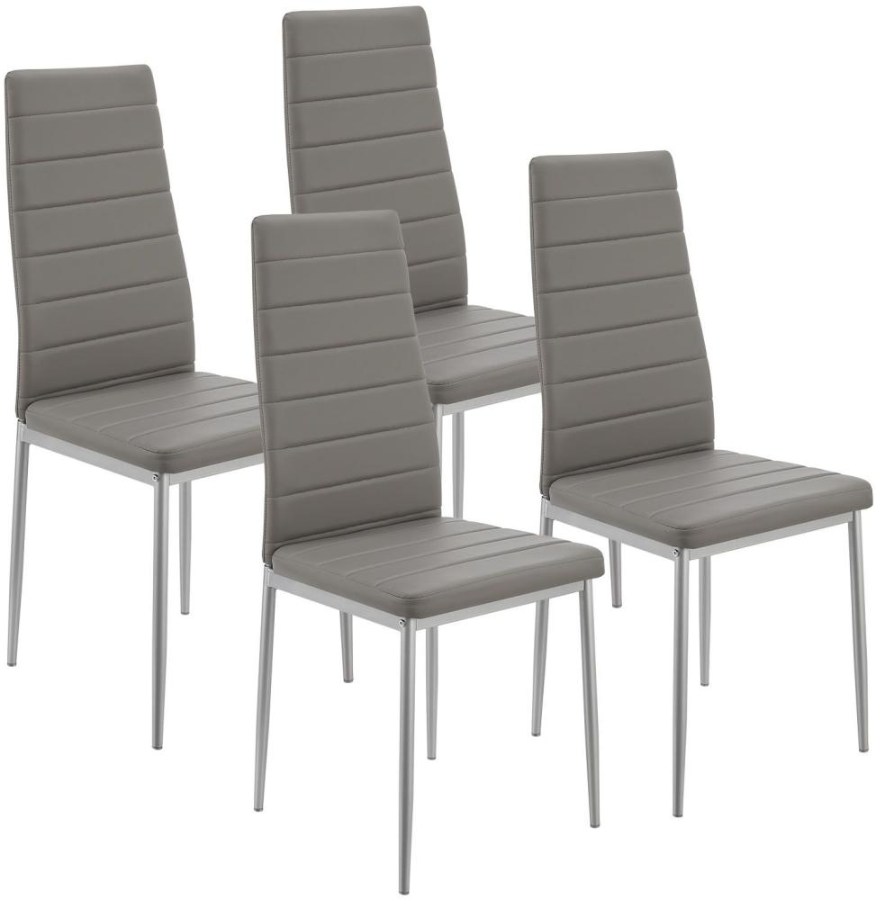 Juskys Esszimmerstühle Loja Stühle 4er Set Esszimmerstuhl - Küchenstühle mit Kunstleder Bezug - hohe Lehne stabiles Gestell - Stuhl in Grau Bild 1