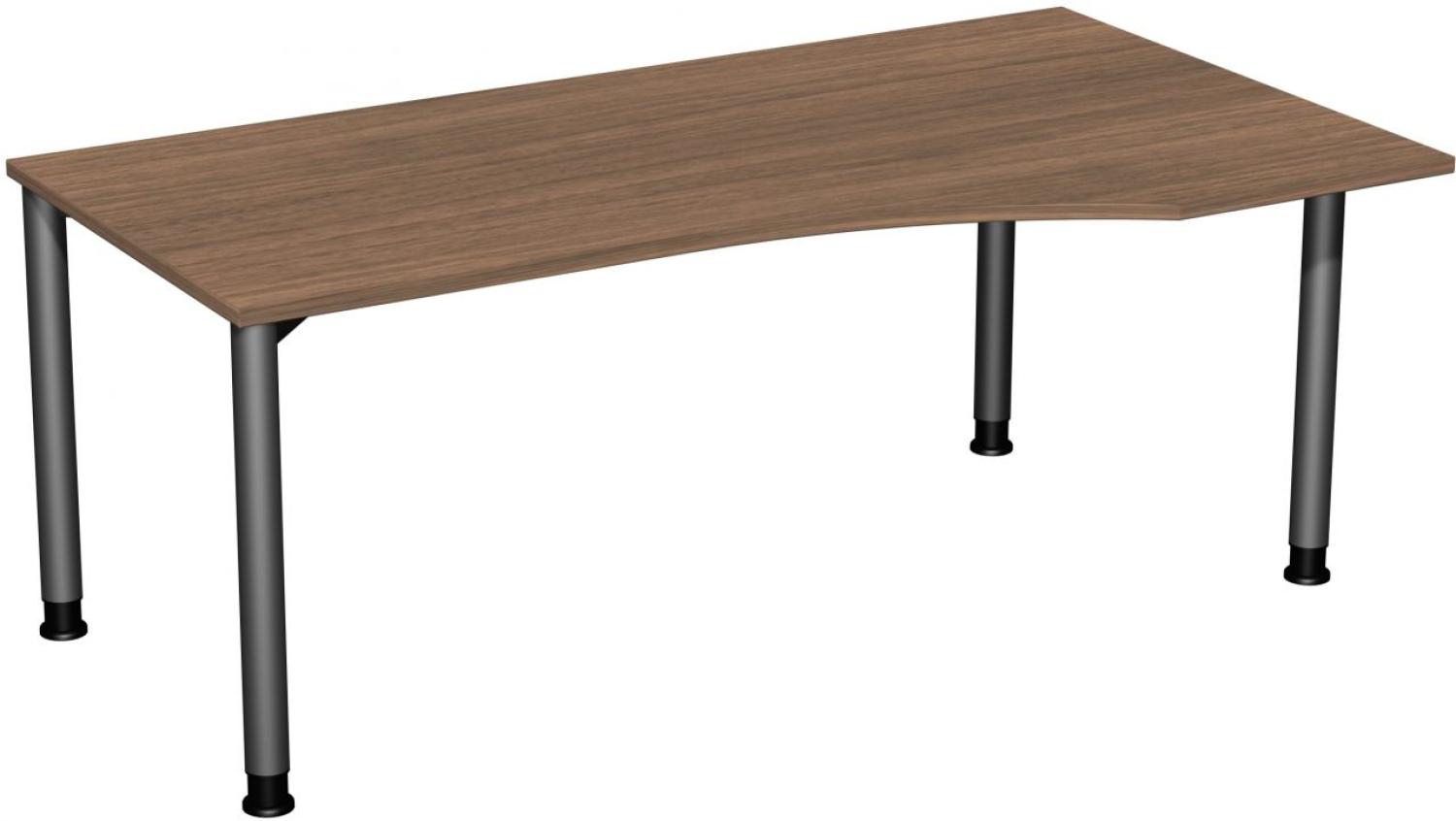 PC-Schreibtisch '4 Fuß Flex' rechts, höhenverstellbar, 180x100cm, Nussbaum / Anthrazit Bild 1