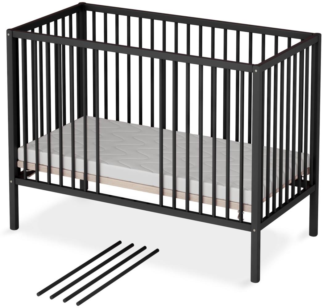 Sämann Babybett Sleepy 60x120 cm mit Matratze Eco, schwarz - BLACK EDITION - Bild 1