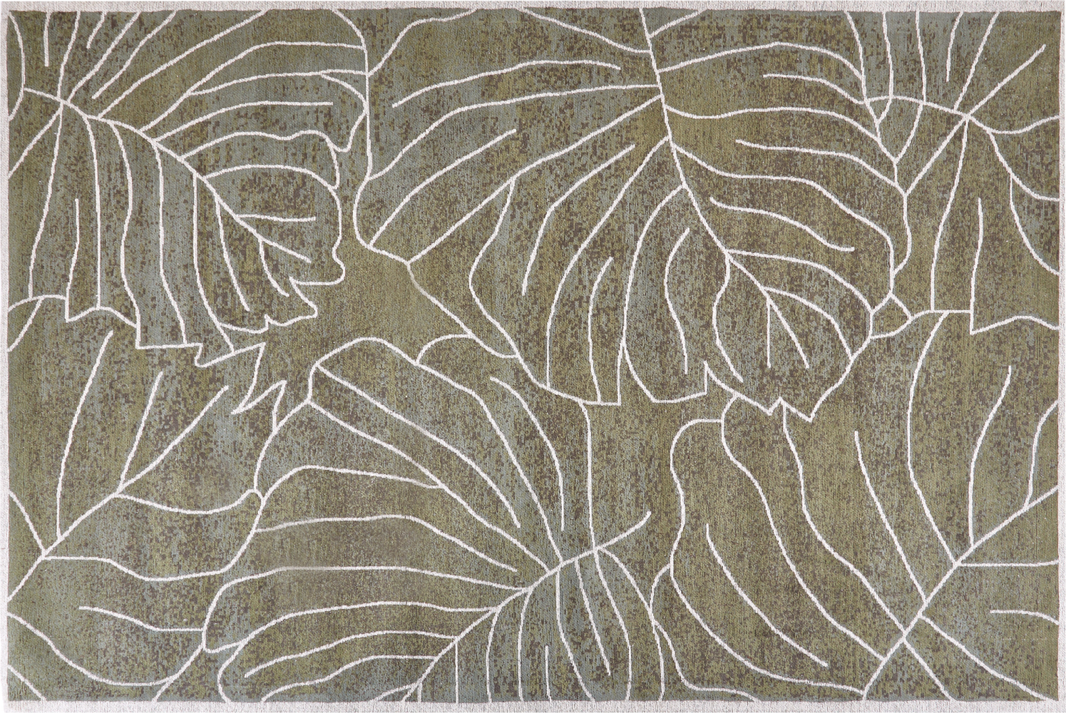 Teppich Baumwolle grün 200 x 300 cm Blattmuster Kurzflor SARMIN Bild 1