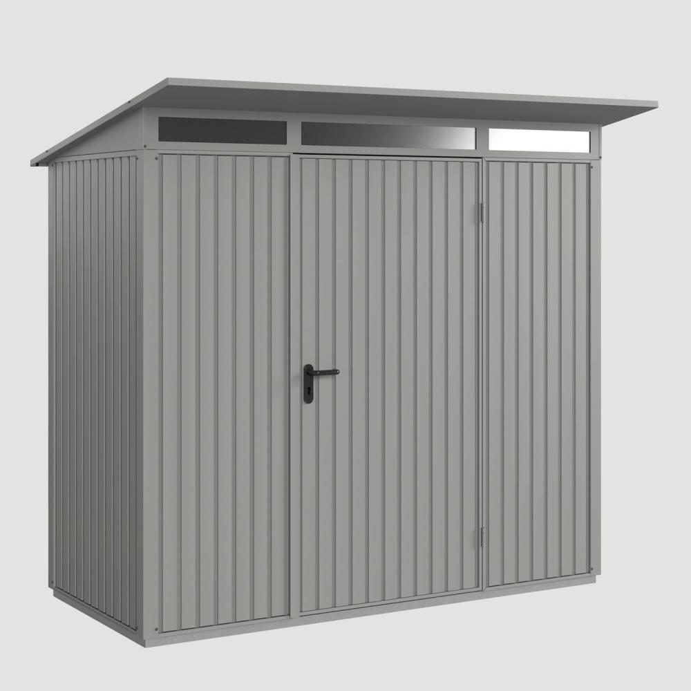 Hörmann Ecostar Aktionsangebot Metall-Gerätehaus Trend mit Pultdach Typ 1, 108 x 238 cm , graualuminium, 2,6 m²,1-flüglige Tür Bild 1