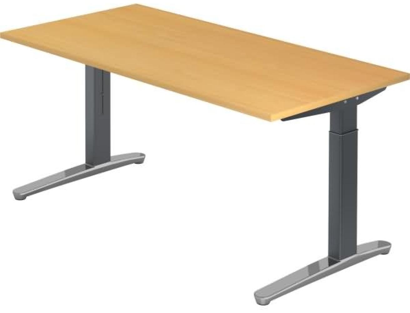 'XB16' Schreibtisch, C-Fuß, poliert, 160x80cm, Buche / Graphit Bild 1