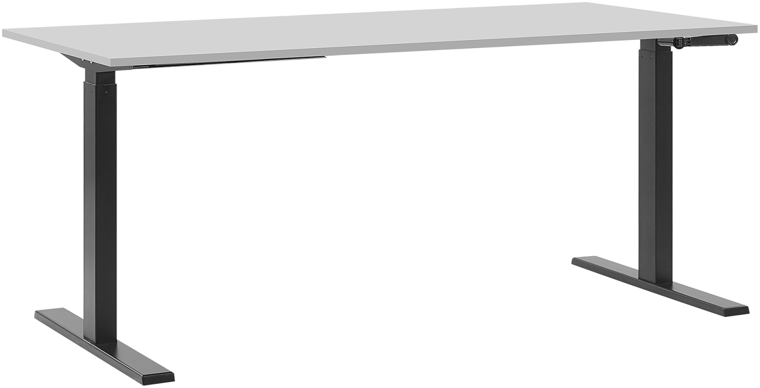 Schreibtisch höhenverstellbar per Kurbel, Spanplatte grau, 76-116 x 180 x 80 cm Bild 1