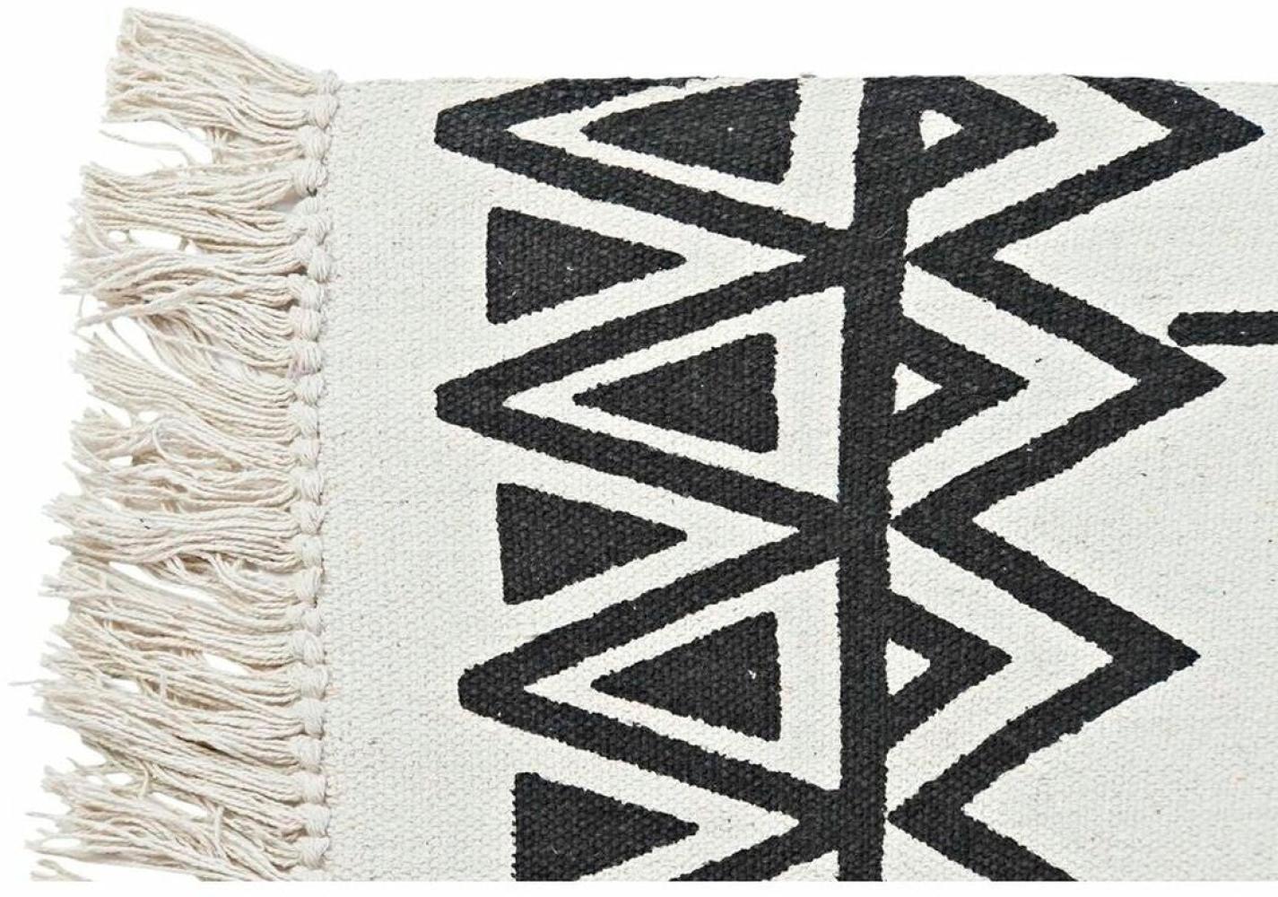 Teppich DKD Home Decor 160 x 250 x 0,7 cm Schwarz Polyester Baumwolle Weiß Ikat Boho Bild 1