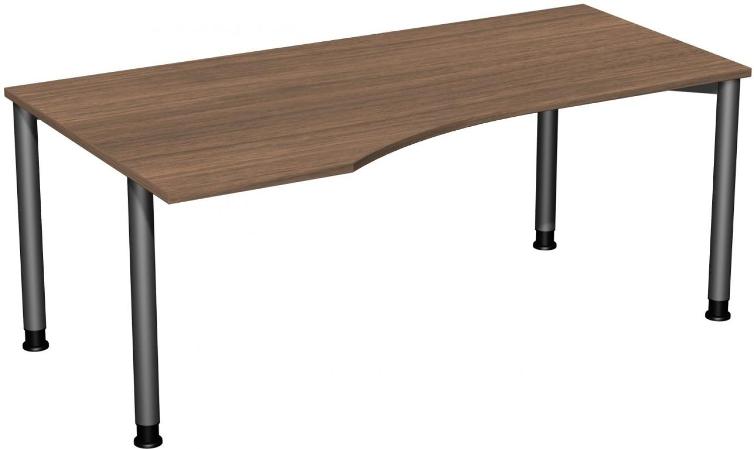 PC-Schreibtisch '4 Fuß Flex' links, höhenverstellbar, 180x100cm Nussbaum / Anthrazit Bild 1