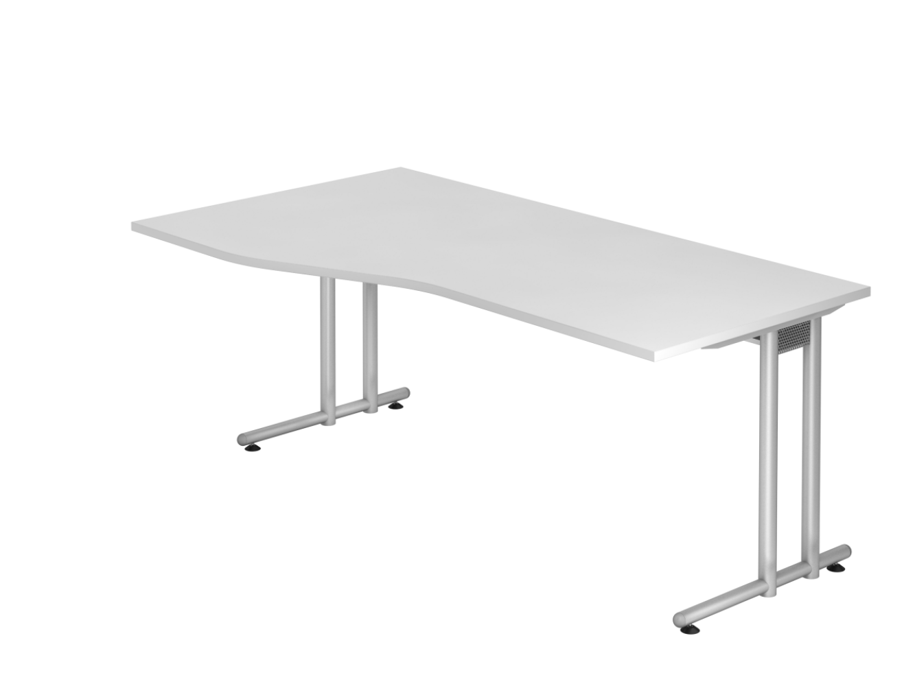 Schreibtisch NS18 C-Fuß 180x100 / 80cm Weiß Gestellfarbe: Silber Bild 1