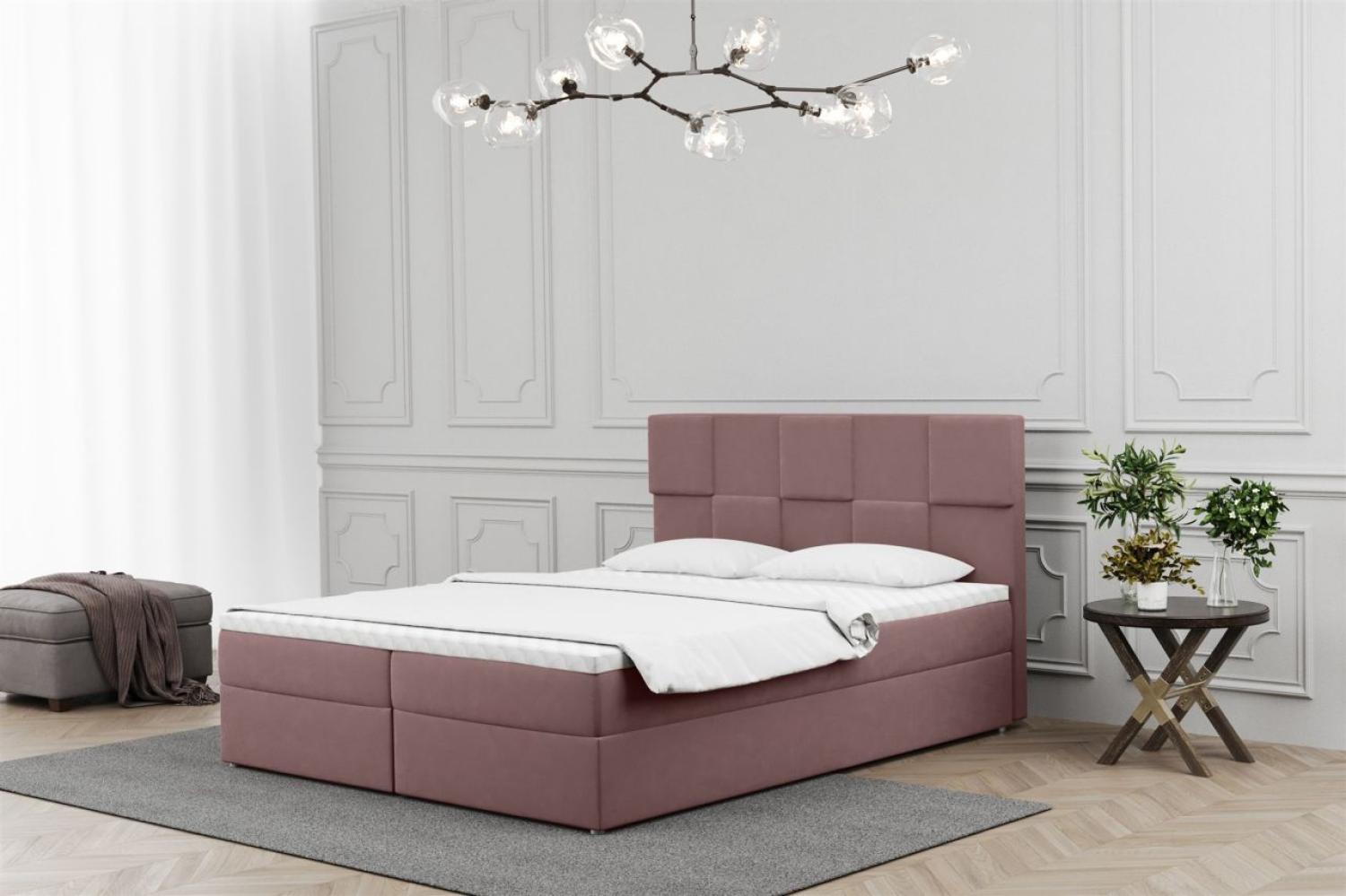 Boxspringbett Schlafzimmerbett JOLIE 160x200cm in Stoff Matt Velvet Altrosa Bild 1