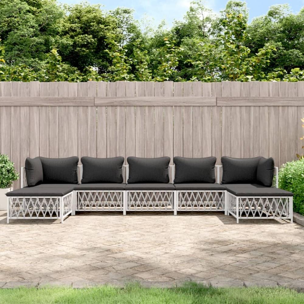 vidaXL 7-tlg. Garten-Lounge-Set mit Kissen Weiß Stahl Bild 1