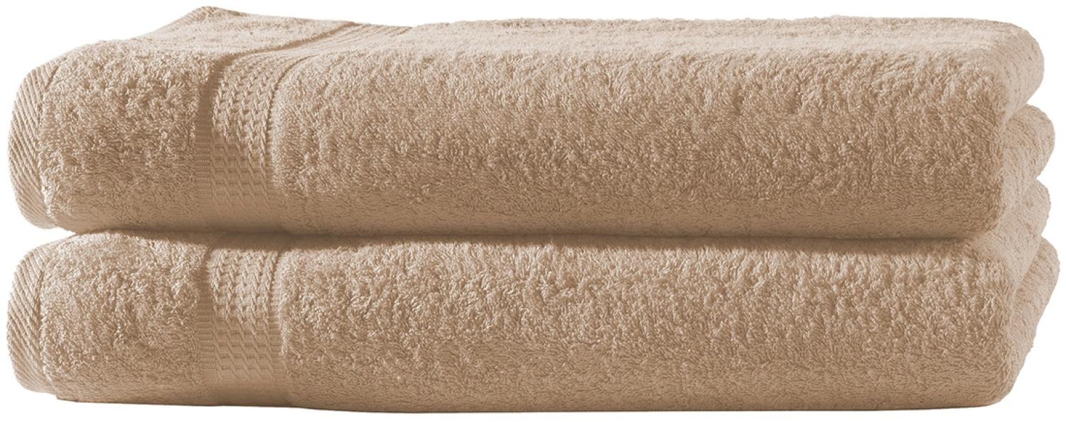 Müskaan - 2er Set Frottee Handtücher Elegance 50x100 cm 100% Baumwolle 500 g/m² Handtuch beige Bild 1