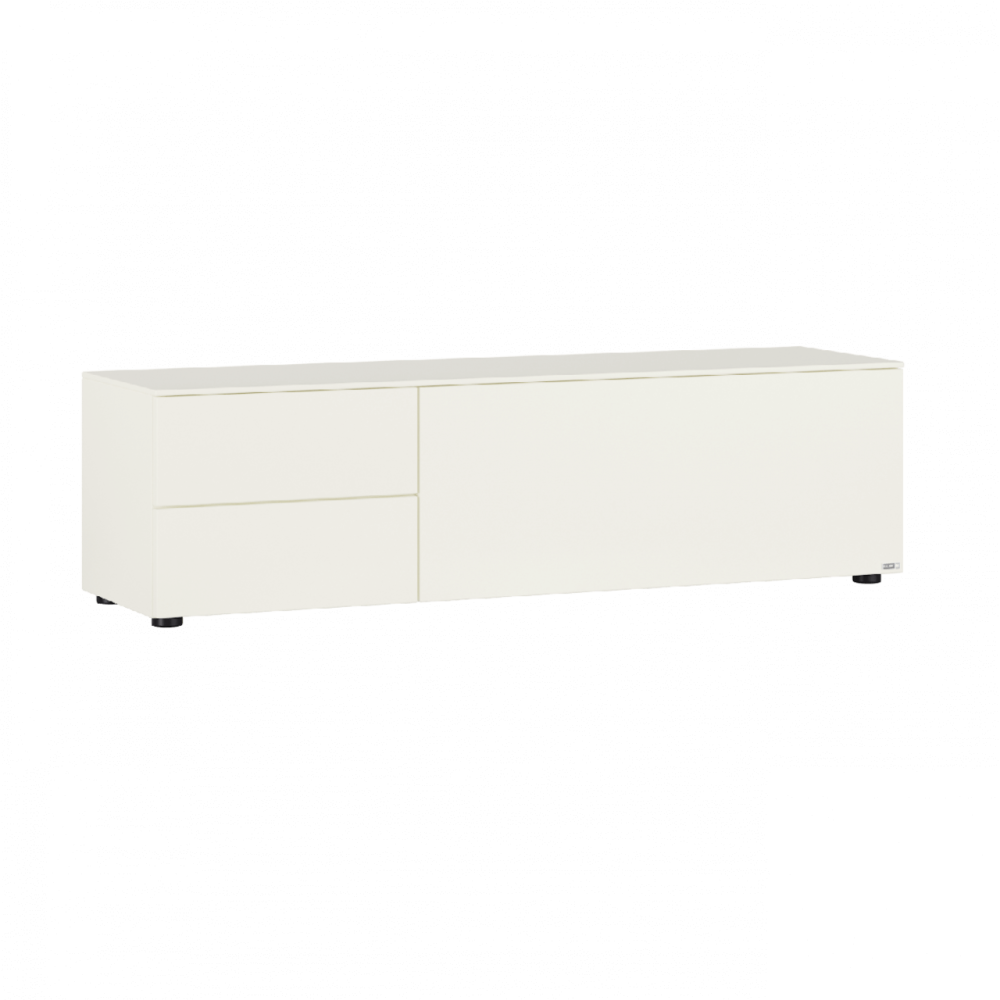 Merano Lowboard | Lack weiß 3505 Merano Lowboard Tiefe: 47,1 cm 9402 - TV-Vorbereitung inkl. Kabeldurchlass 9167 - 1 x Geräteauszugboden, 90 cm, T 41 cm, hinter Klappe Lowboard Bild 1