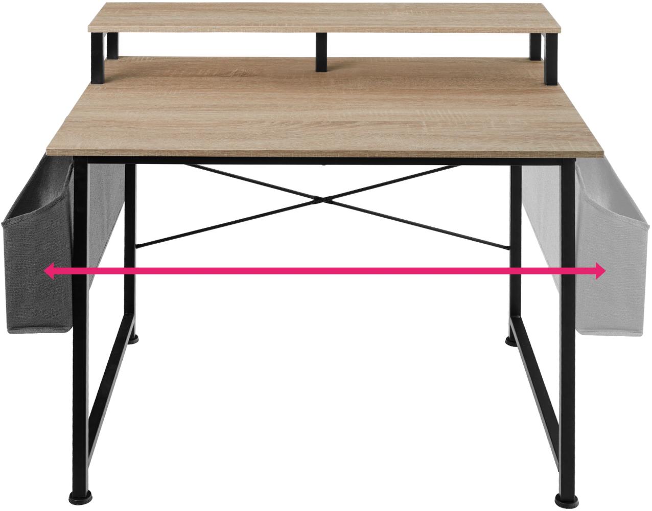 Schreibtisch mit Ablage und Stofftasche - Industrial Holz hell, Eiche Sonoma, 120 cm Bild 1