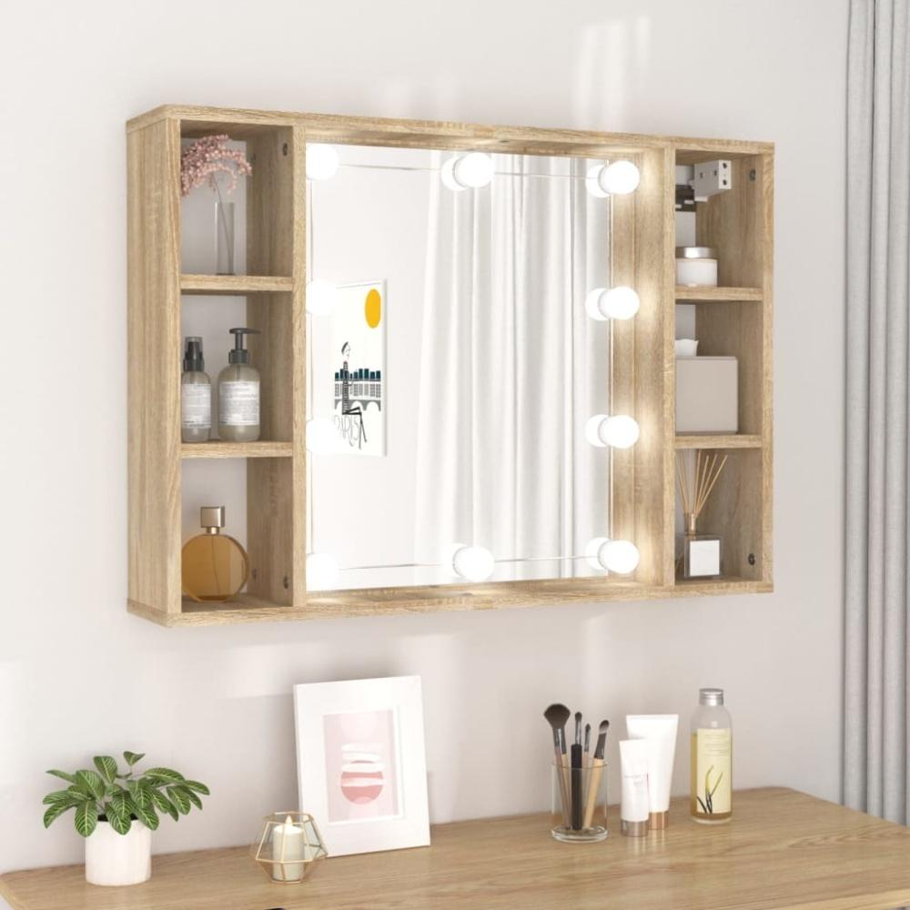 Spiegelschrank mit LED Sonoma-Eiche 76x15x55 cm Bild 1