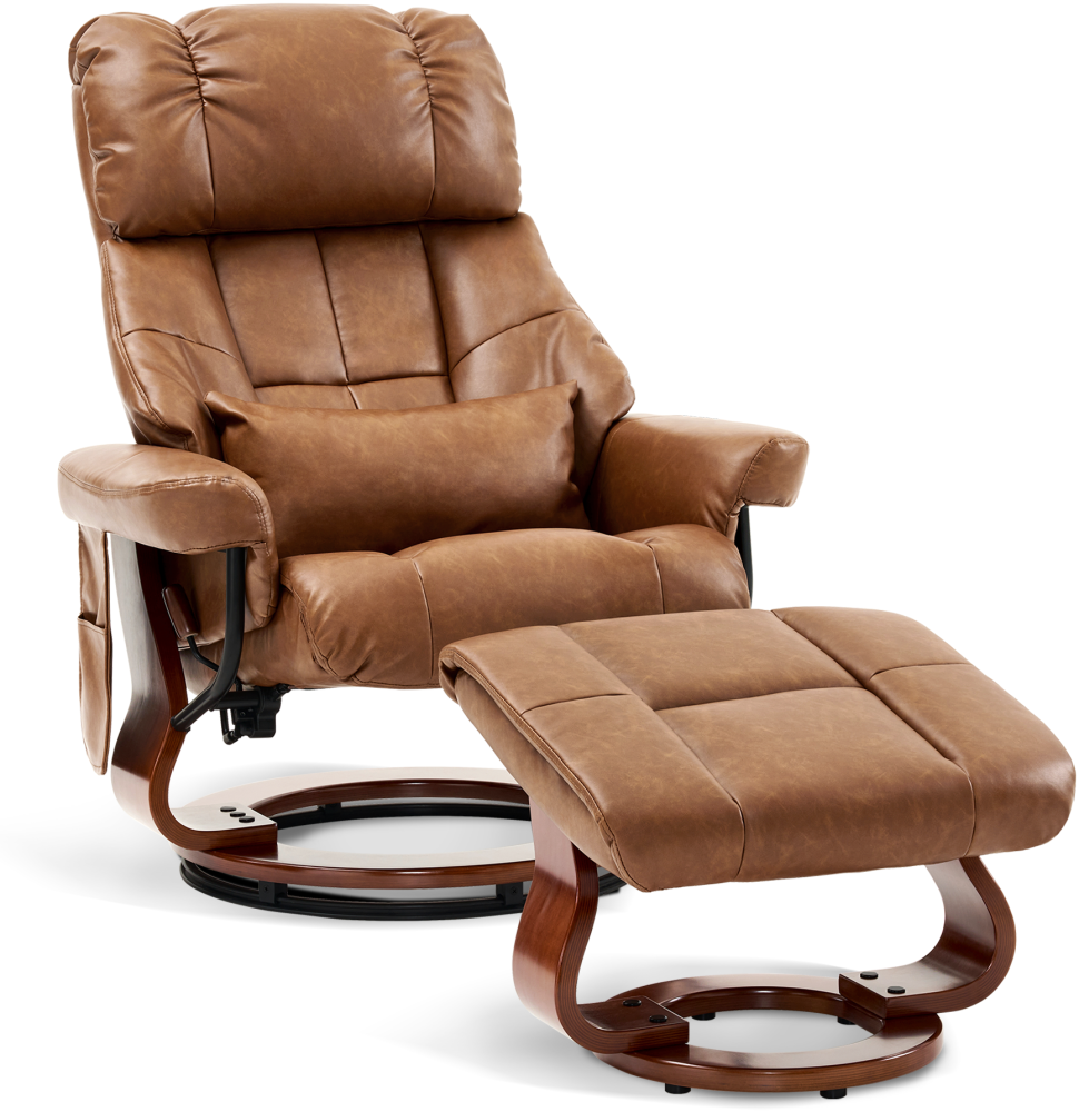 M MCombo Relaxsessel mit Hocker, Drehbare Fernsehsessel mit Liegefunktion, Moderner TV-Sessel Stuhl für Wohnzimmer, mit Kissen & Seitentasche, ohne Massagefunktion, Mikrofaser, 9066 (Dunkelgrau) Bild 1