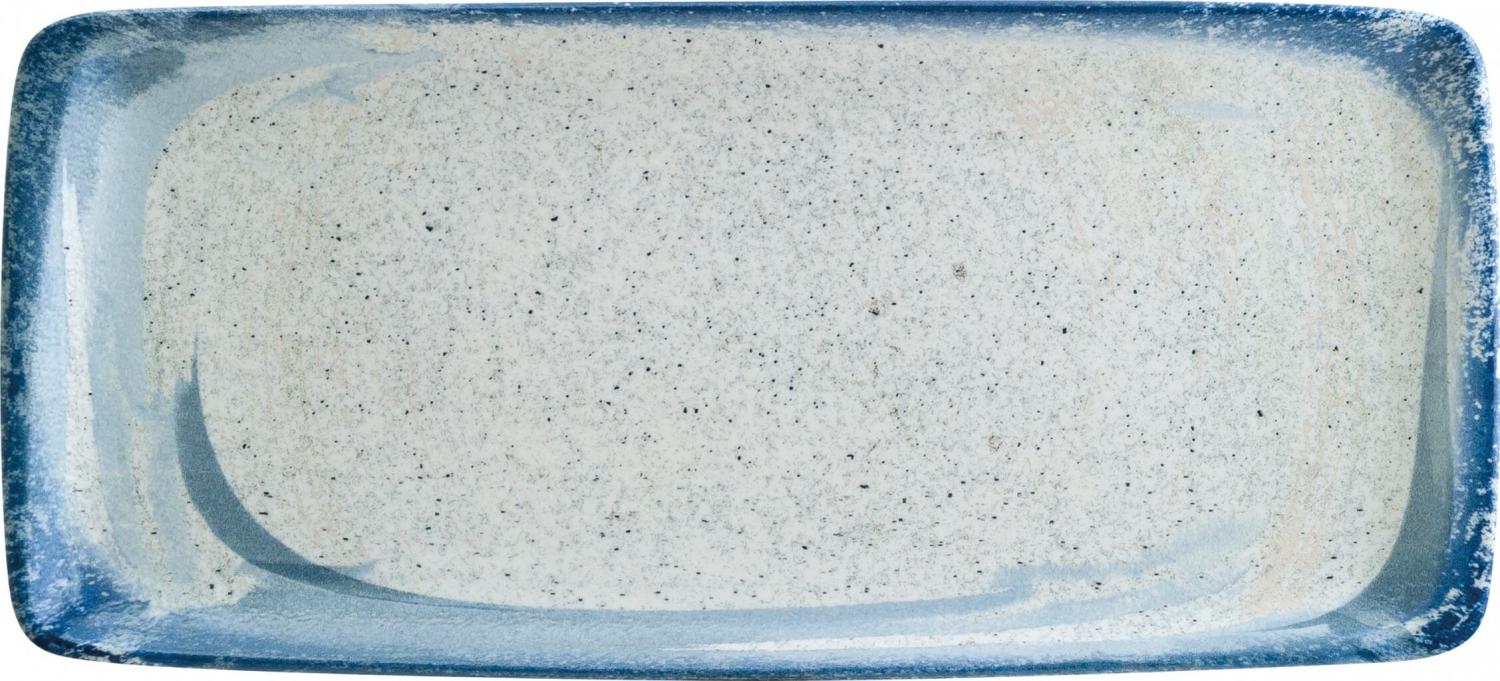 6x Servierplatten Speiseteller Porzellan Geschirr rechteckig Weiß Blau Bonna Harena Moove 34x16cm Bild 1