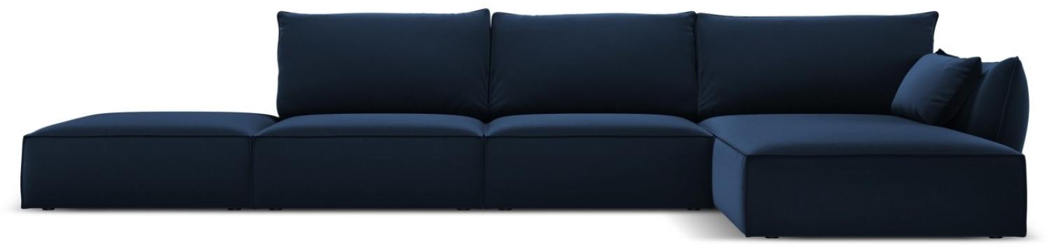 Micadoni 5-Sitzer Samtstoff Ecke rechts Sofa Kaelle | Bezug Royal Blue | Beinfarbe Black Plastic Bild 1