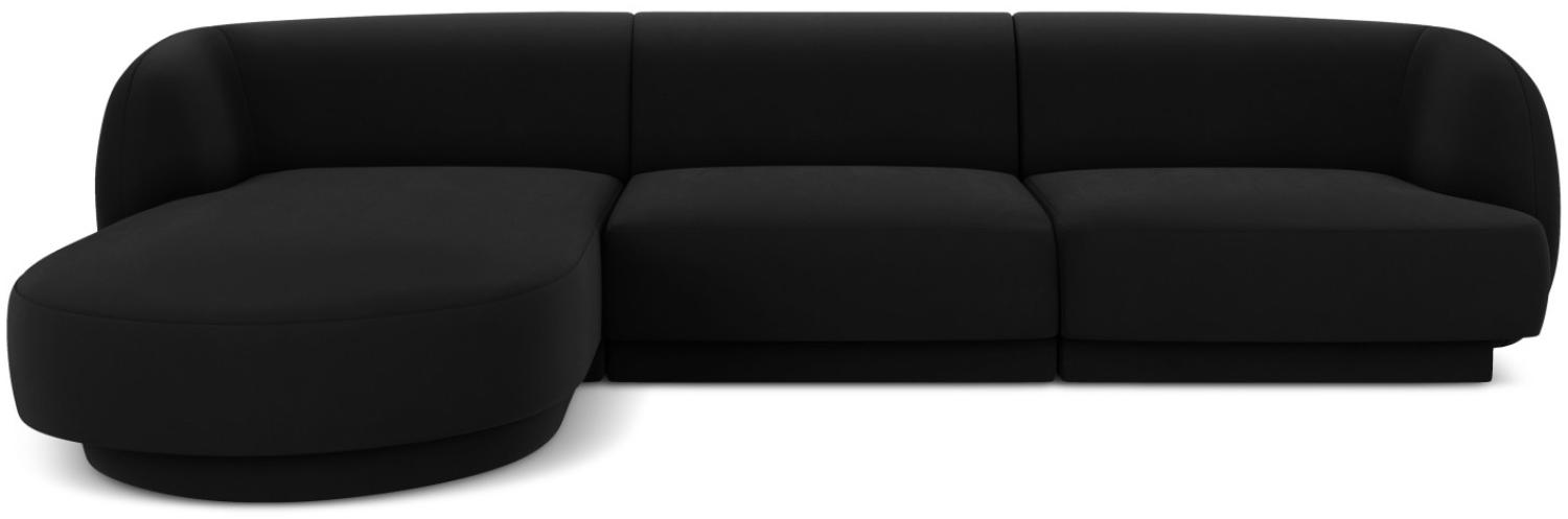 Micadoni 4-Sitzer Samtstoff Ecke links Sofa Miley | Bezug Black | Beinfarbe Black Plastic Bild 1
