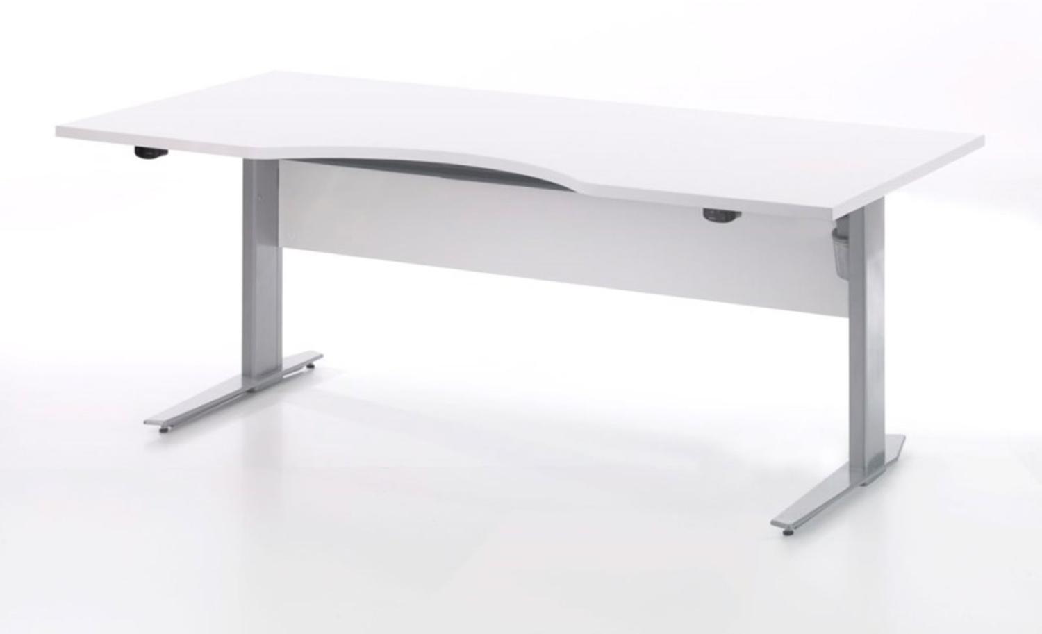 Prisme Schreibtisch weiß und silbergrauer Stahl Bild 1