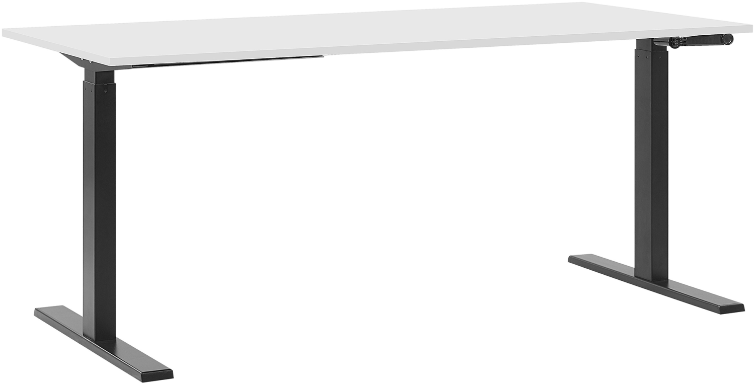 Schreibtisch manuell höhenverstellbar, Weiß/ Schwarz, 76-116 x 180 x 80 cm Bild 1