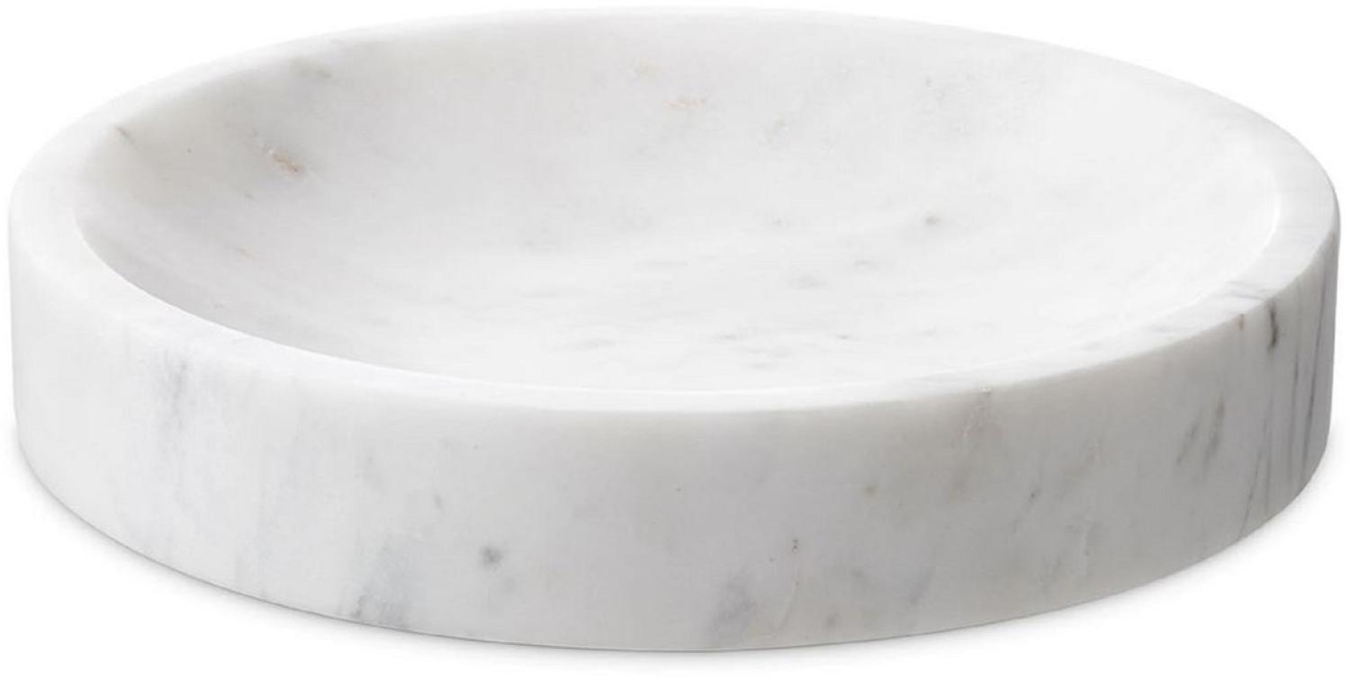 Casa Padrino Luxus Deko Marmor Schale Weiß Ø 30,5 x H. 5,5 cm - Runde Obstschale - Esstisch Deko - Deko Accessoires - Luxus Accessoires - Luxus Qualität Bild 1