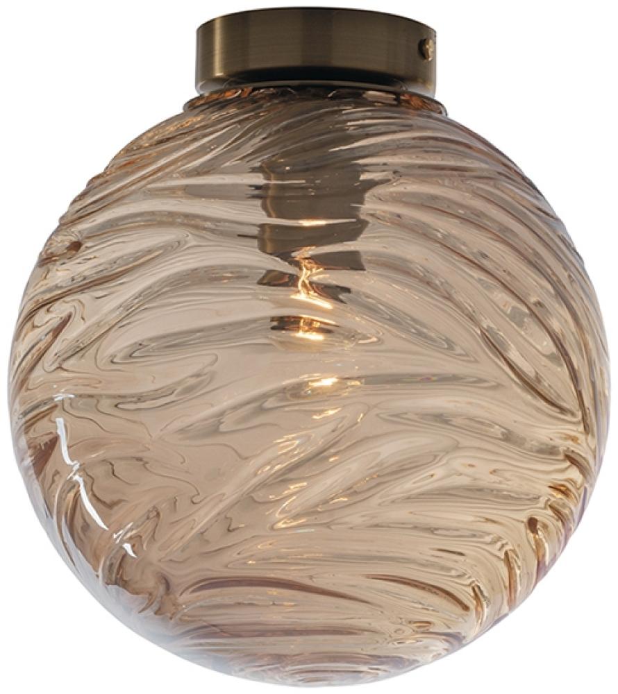 LED Deckenleuchte Glaskugel Wellenmuster Champagner, Globe Ø25cm Bild 1