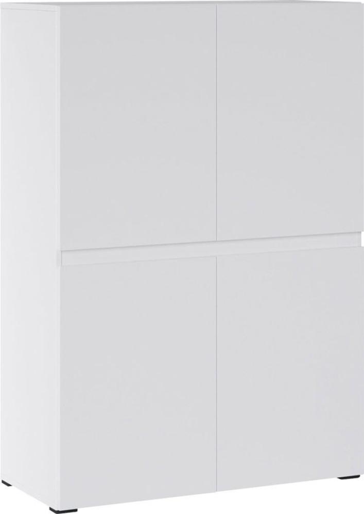 Kommode Rimini Sideboard 90x40x129cm weiß grifflos 4-türig Bild 1
