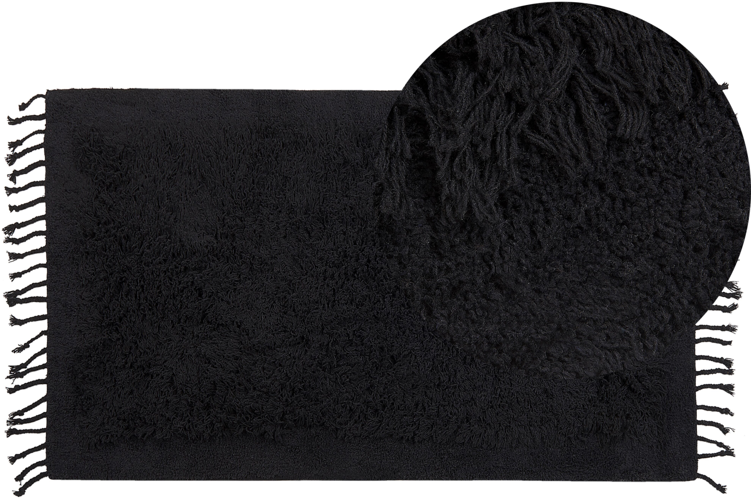 Teppich Baumwolle schwarz 80 x 150 cm Fransen Shaggy BITLIS Bild 1