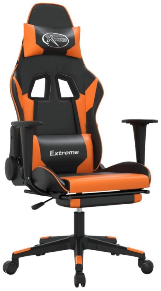 vidaXL Gaming-Stuhl mit Massage & Fußstütze Schwarz Orange Kunstleder Bild 1