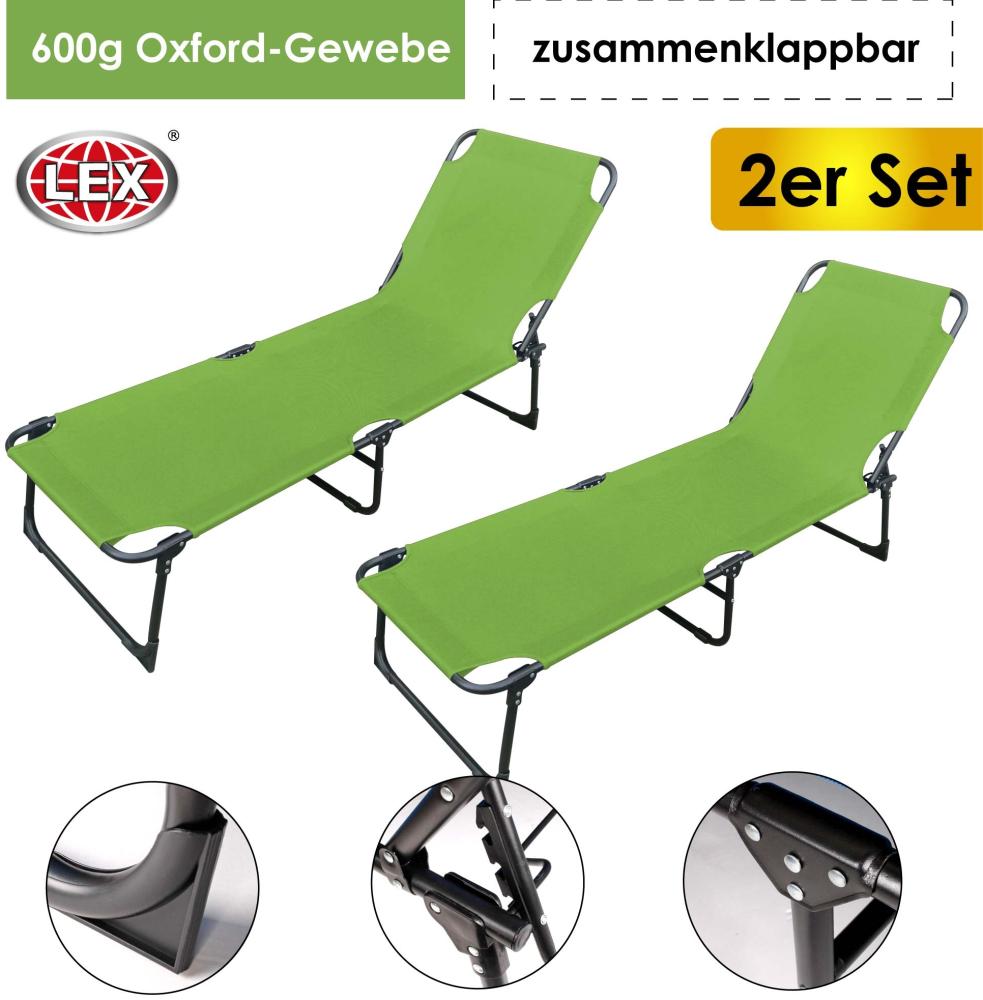 2er-Set Gartenliege 3-Bein Sonnenliege 188cm Strandliege Liegestuhl klappbar Bild 1