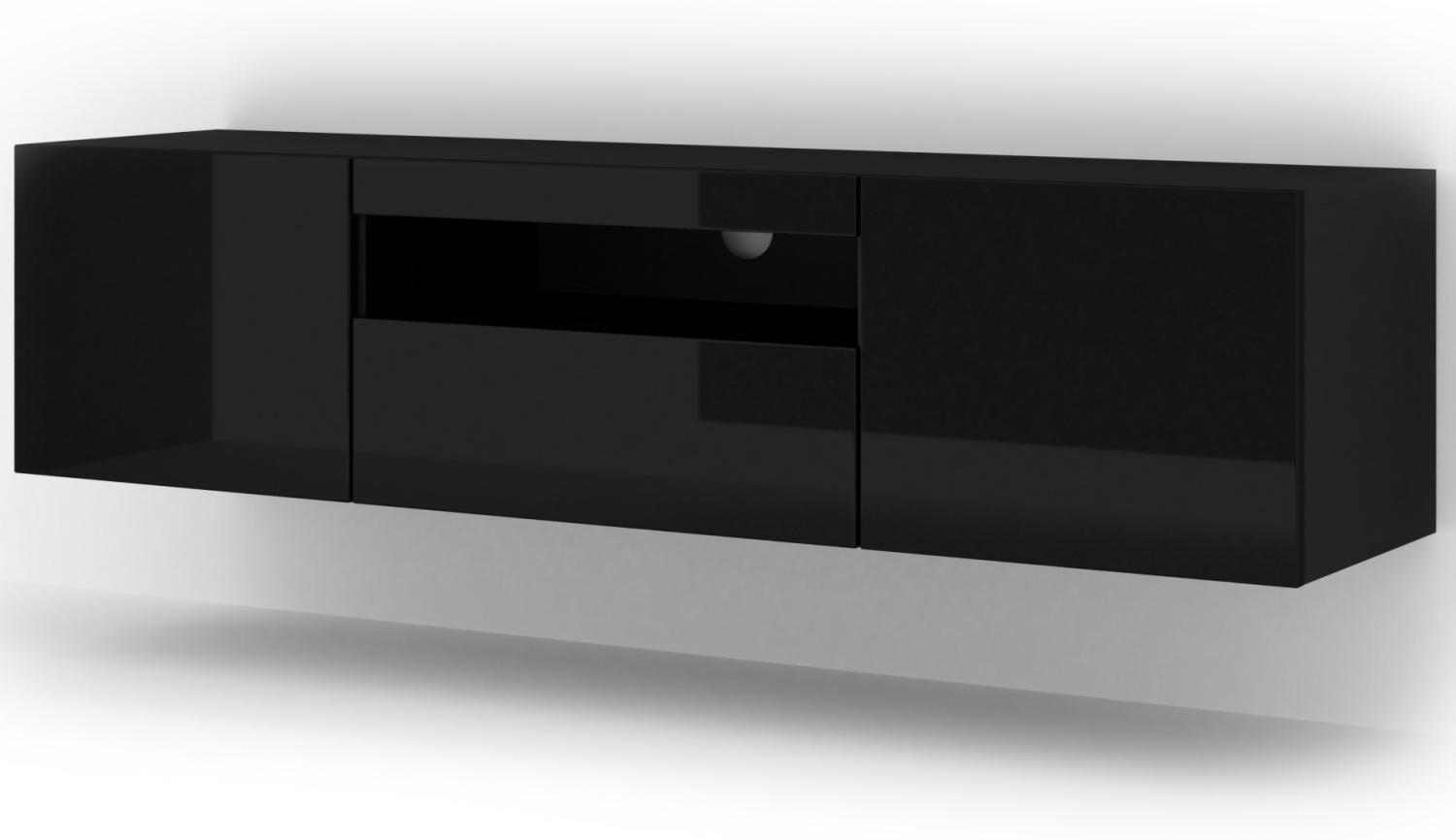 TV-Schrank AURA 150 cm schwarz glänzend+ LED Bild 1