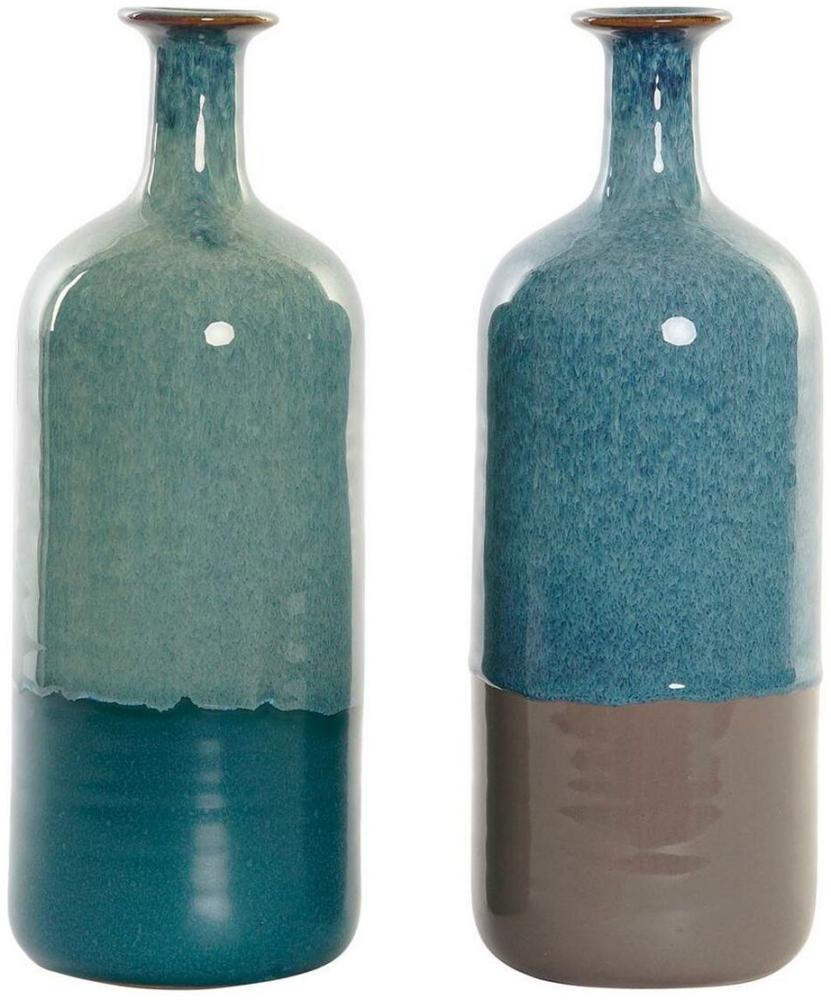 Vase DKD Home Decor Blau grün Metall Porzellan 30 x 40 cm 11 x 11 x 30 cm (2 Stück) Bild 1