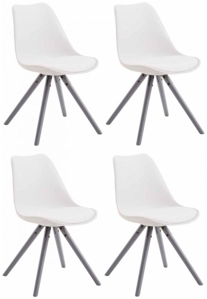 4er Set Stühle Toulouse Kunstleder Rund grau (Farbe: weiß) Bild 1