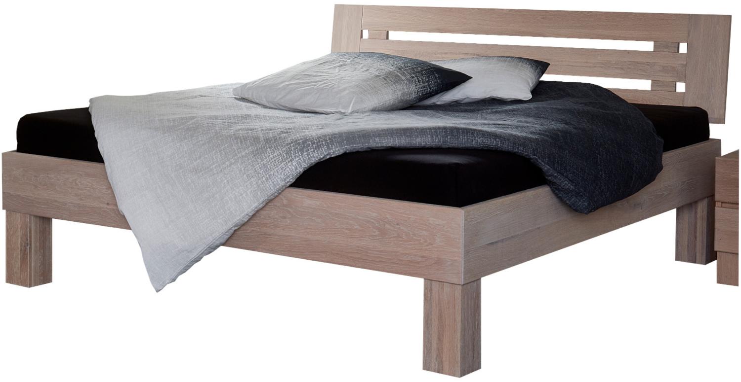 Bed Box Massivholz Bettrahmen Premium Mailand Wildeiche Komforthöhe mit Kopfteil 90x220 cm Bild 1