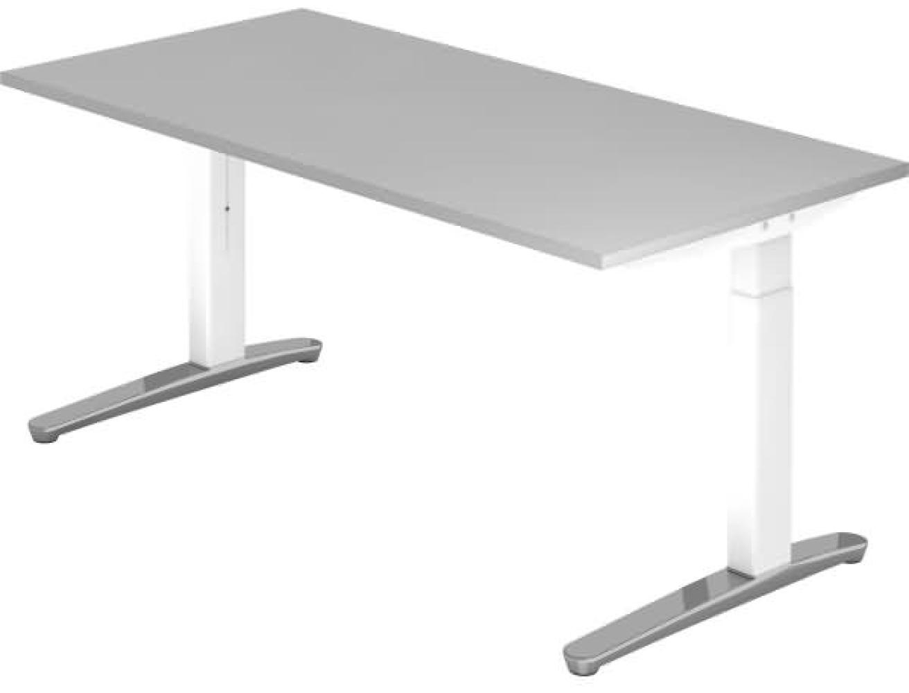 'XB16' Schreibtisch, C-Fu,ß 160x80cm, Grau/Weiß, poliert Bild 1