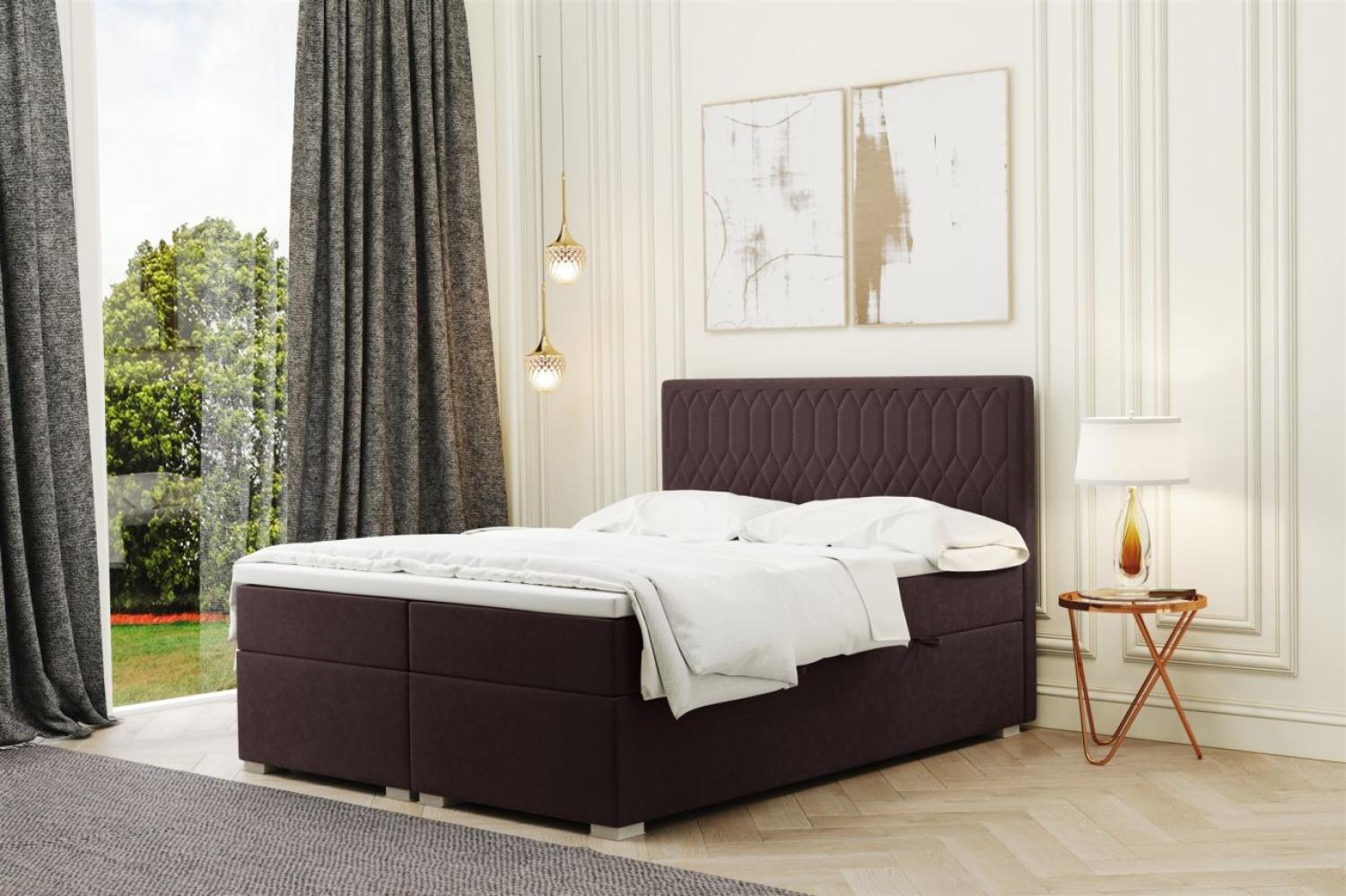 Boxspringbett Schlafzimmerbett DUSTY 160x200cm in Stoff Riviera Dunkelbraun Bild 1