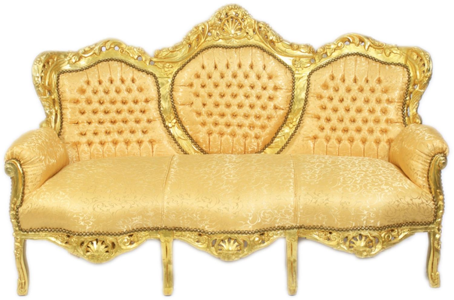 Casa Padrino Barock 3-er Sofa "King" Gold Muster / Gold - Möbel Barock Bild 1