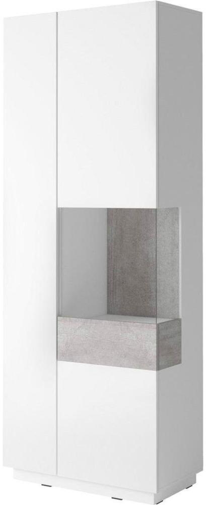 Standvitrine Silke Glasvitrine 80x40x207cm weiß hochglanz beton Bild 1