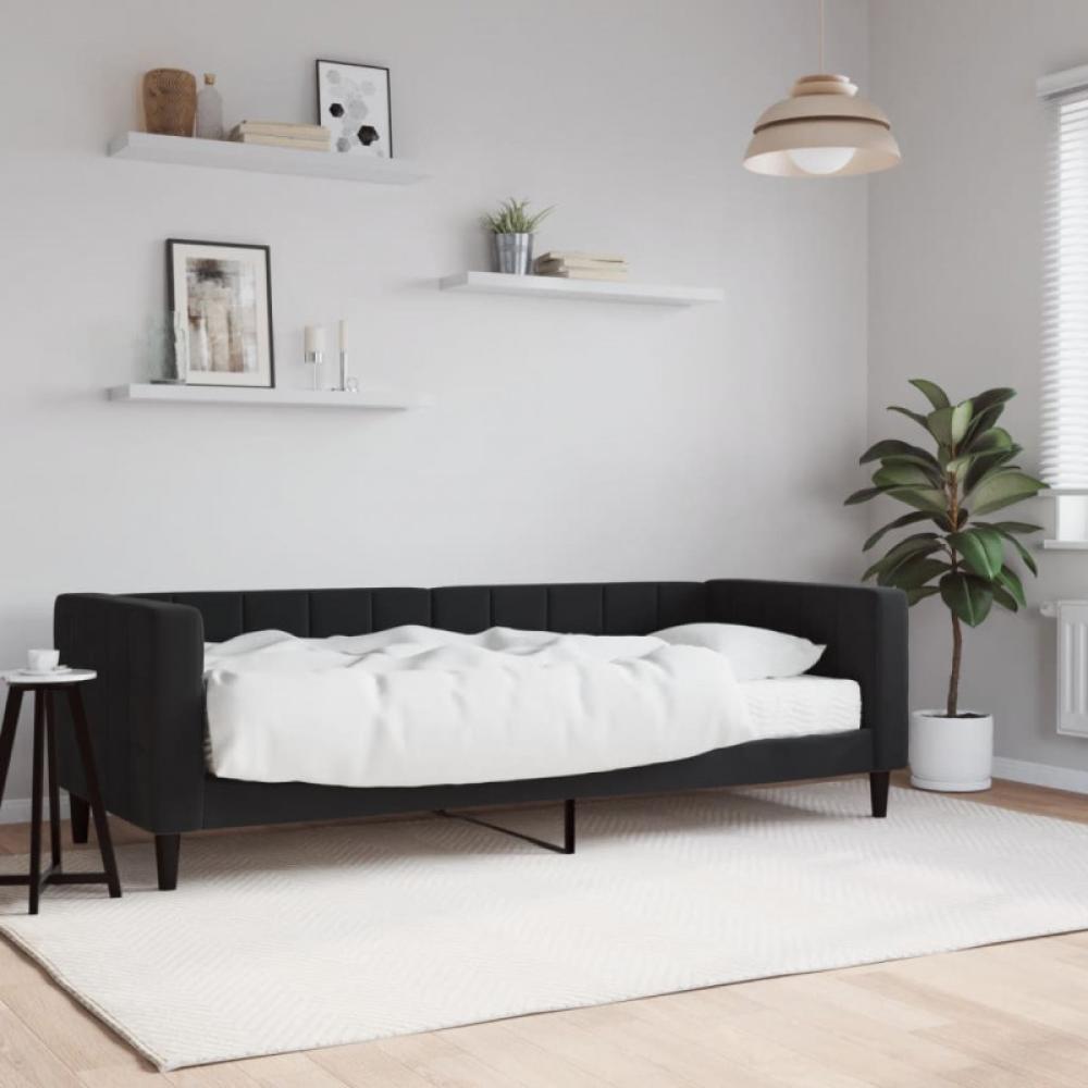 Tagesbett mit Matratze Schwarz 80x200 cm Samt (Farbe: Schwarz) Bild 1
