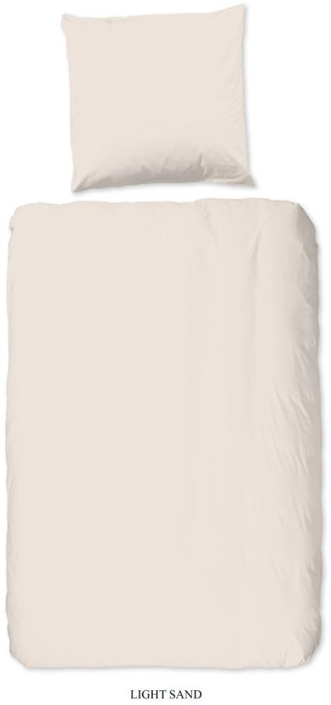 good morning Renforcé Bettwäsche 3 teilig Bettbezug 200 x 220 cm Kopfkissenbezug 60 x 70 cm Uni duvet cover 0270. 02. 02 Sand Bild 1