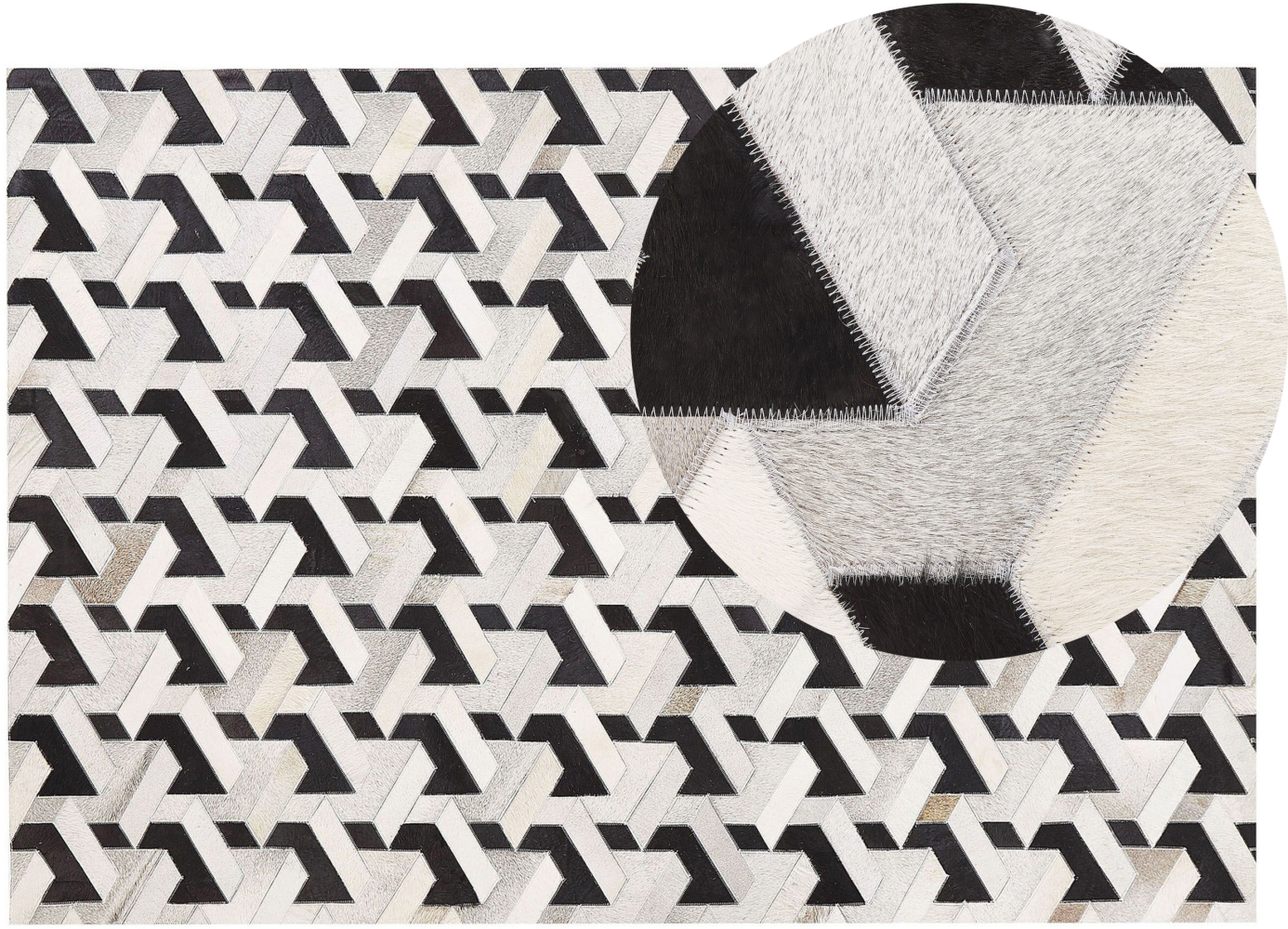 Teppich Kuhfell schwarz / grau 140 x 200 cm Patchwork Kurzflor NARMAN Bild 1