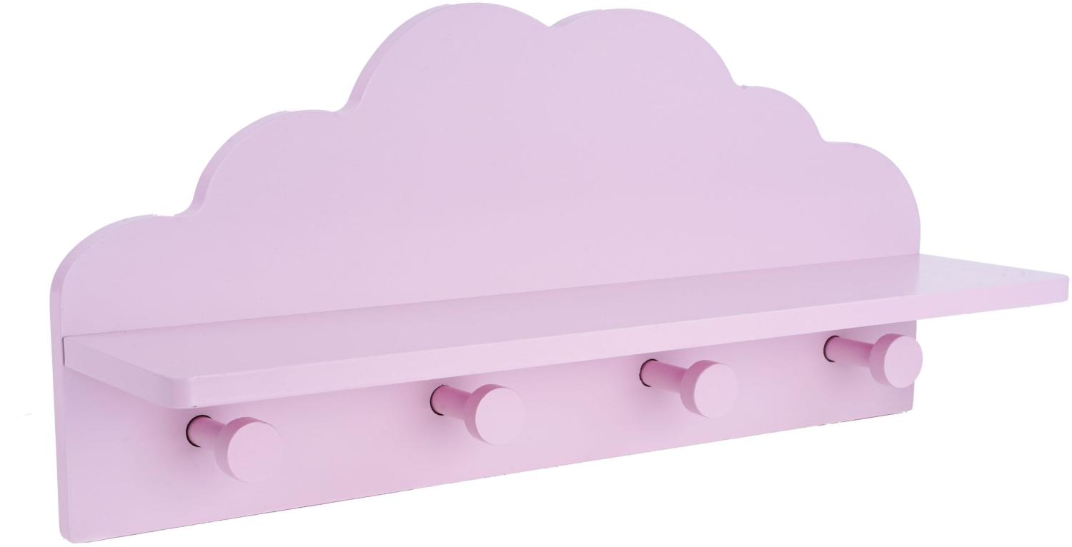 Kindergarderobe Regal mit 4 Kleiderhaken für Kinderzimmer Wolkenform Holz rosa oder weiß Bild 1