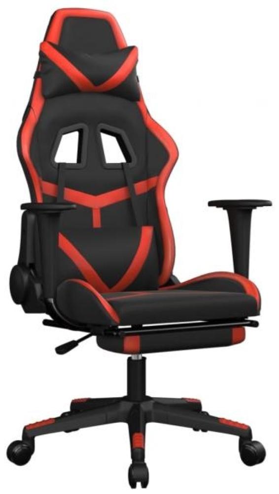 Gaming-Stuhl mit Massage & Fußstütze Schwarz & Rot Kunstleder Bild 1