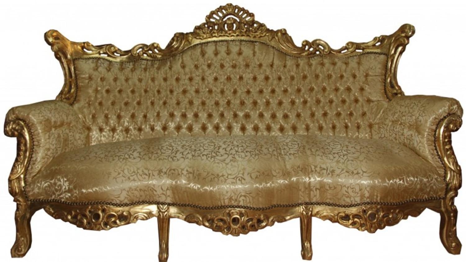 Casa Padrino Barock Sofa 3er Master Gold Muster /Gold- Antik Möbel Bild 1