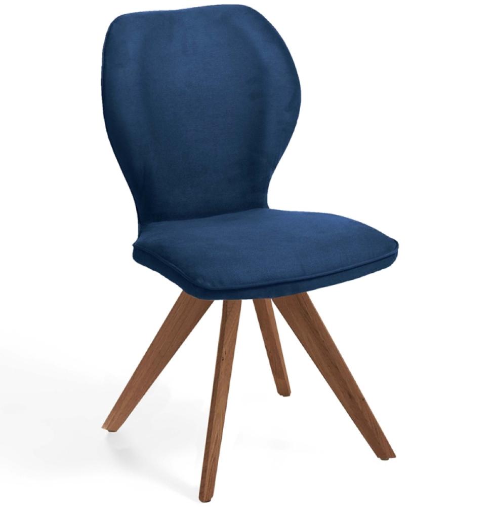 Niehoff Sitzmöbel Colorado Trend-Line Design-Stuhl Wild-Nussbaum/Polyester - 180° drehbar Nirvana dunkelblau Bild 1