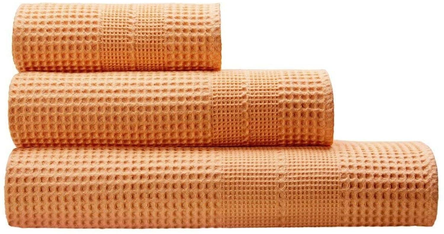 Cotonea Waffelpikee-Handtücher aus Bio Baumwolle | Gästetuch 35x50 cm | papaya Bild 1