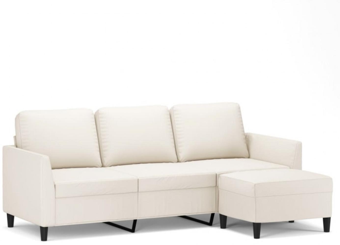 vidaXL 3-Sitzer-Sofa mit Hocker Creme 180 cm Kunstleder Bild 1