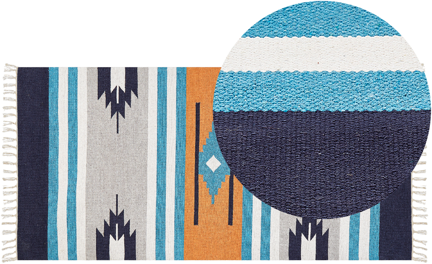 Kelim Teppich Baumwolle mehrfarbig 80 x 150 cm geometrisches Muster Kurzflor NORATUS Bild 1