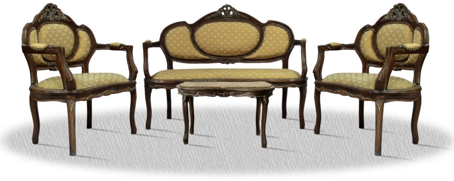 Casa Padrino Barock Salon Set mit Sitzbank 2 Stühlen und Tisch - Hotel Möbel Bild 1