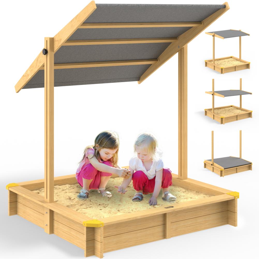 SPIELWERK® Sandkasten Fritzi Sonnendach 140x140x120cm Bild 1