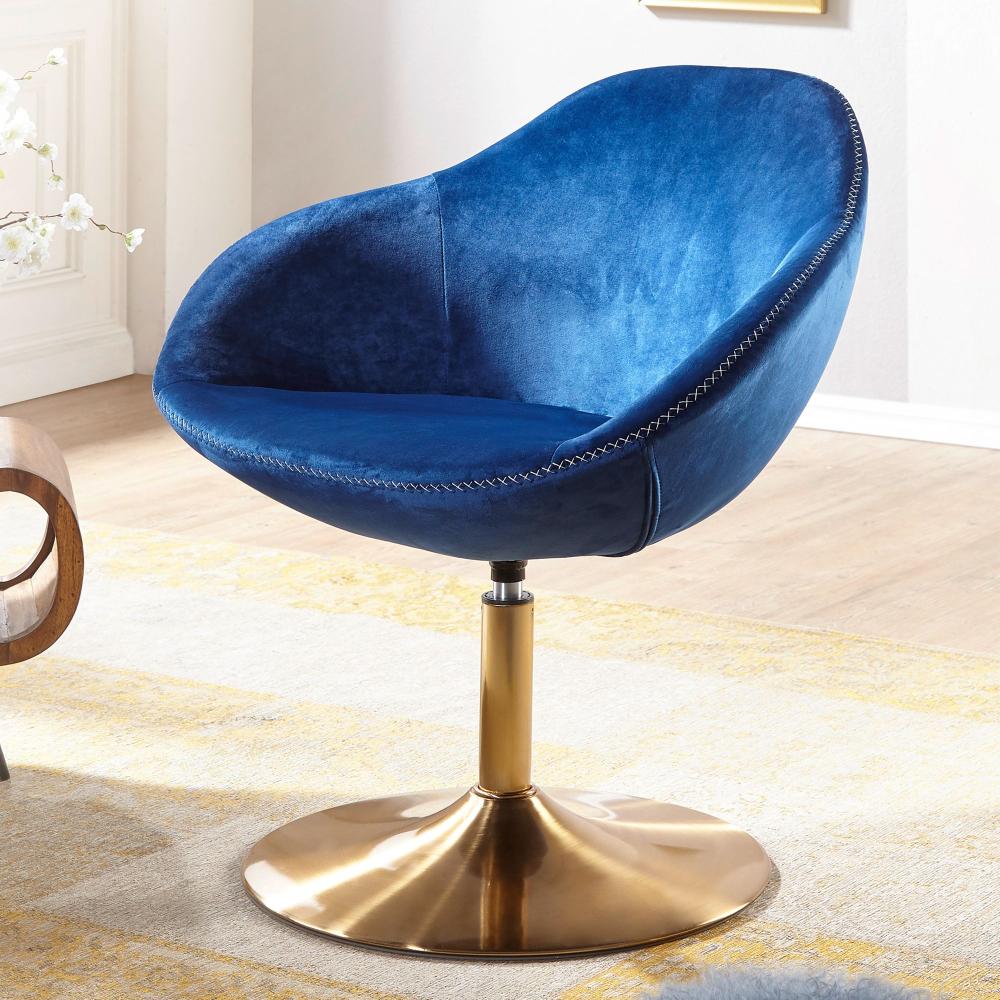 KADIMA DESIGN Loungesessel - Bequemer und stilvoller Sessel mit Drehfunktion und extra weicher Polsterung für pure Entspannung. Farbe: Blau Bild 1